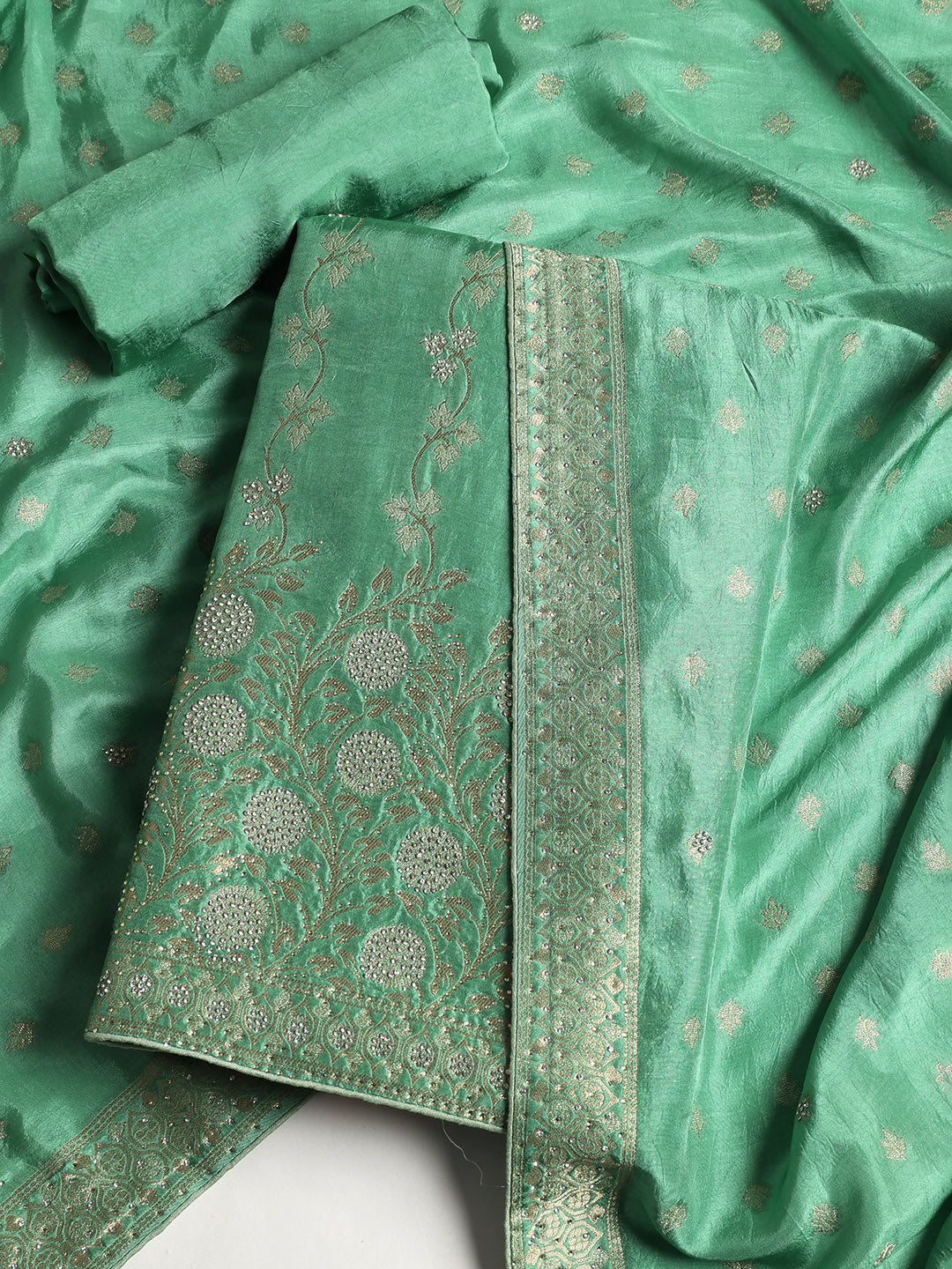 Banarasi Art Silk Unstitched Suit With Dupatta