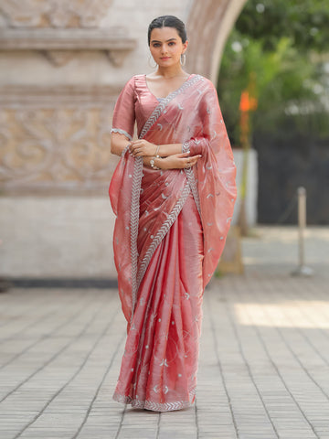 Sequence Embroidery Organza Saree