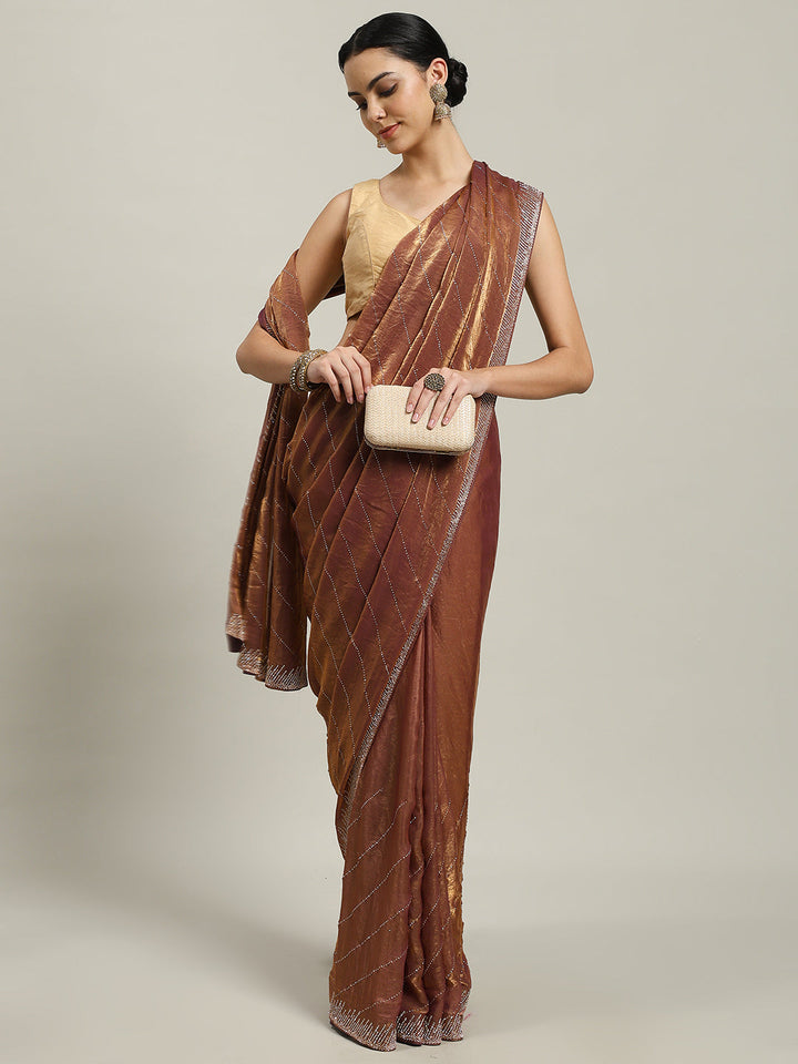 Stone Work Embellished Tissue Saree