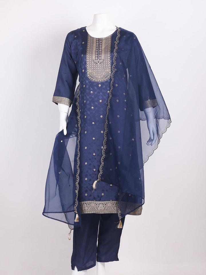 Banarasi Weave Art Silk Kurta With Pants &amp; Dupatta
