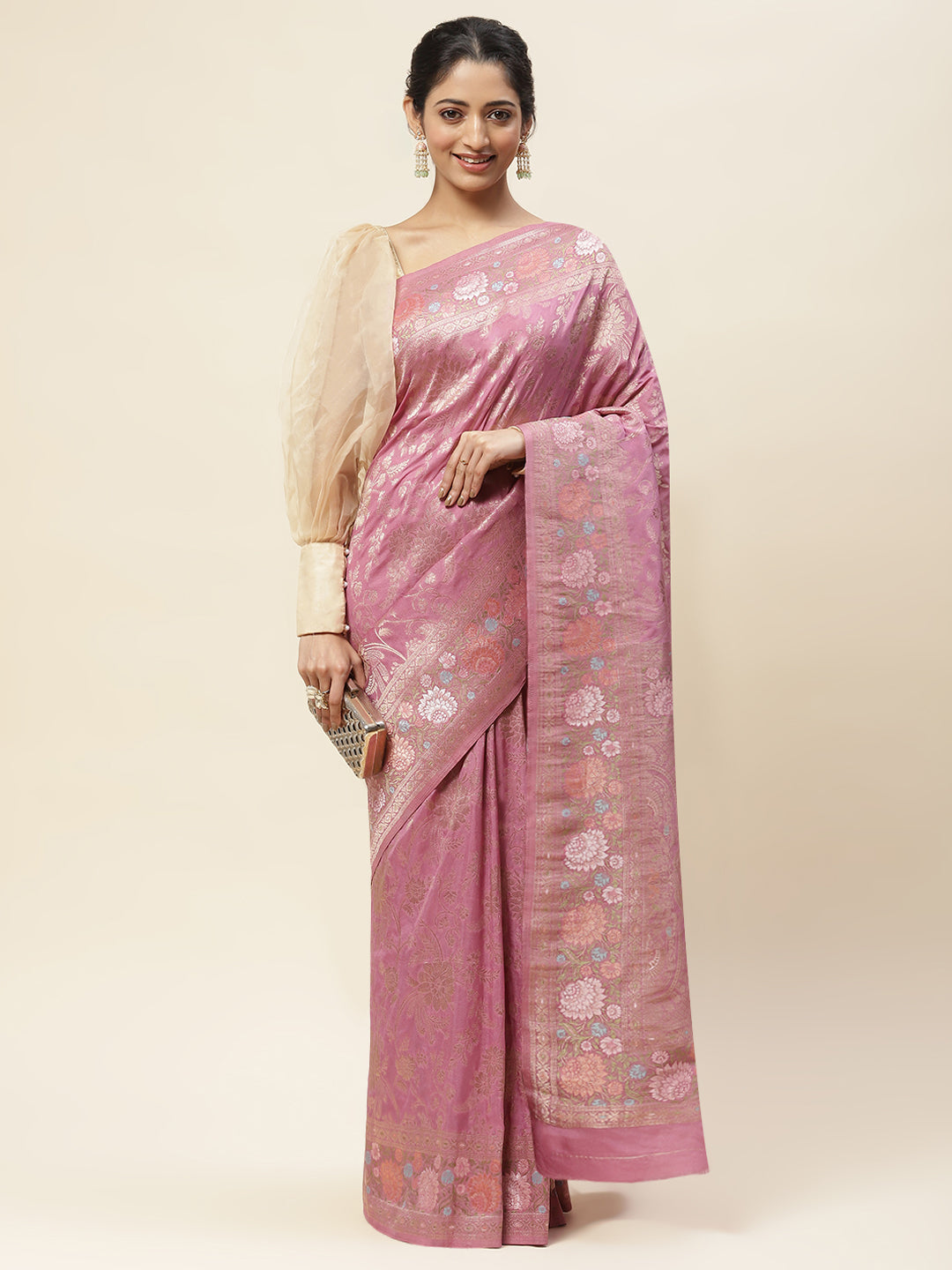 Zari Jaal Woven Crepe Saree