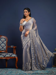 Embroidered Chiffon Unstitched Suit With Pant & Dupatta