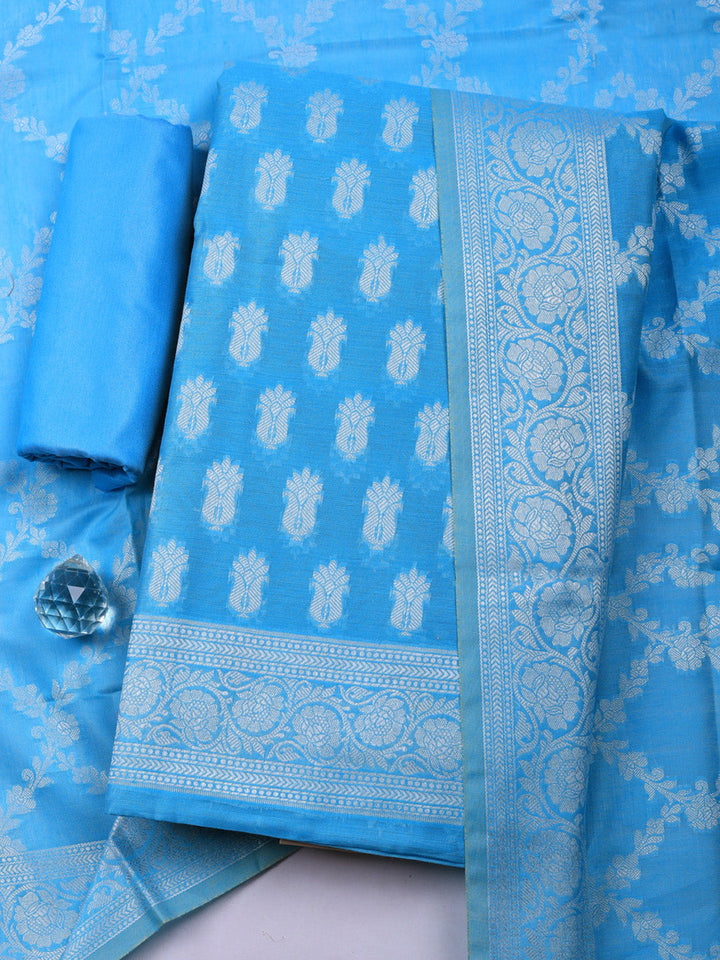 Woven Design Chanderi Unstitched Suit With Pant &amp; Dupatta