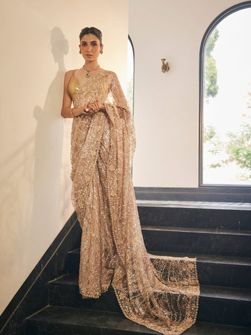 Sequin Embroidered Net Saree