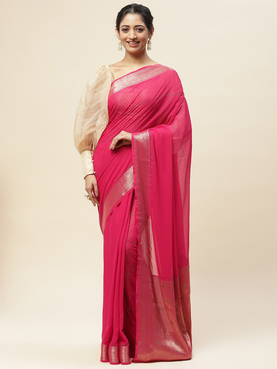 Stone Booti Woven Chiffon Saree