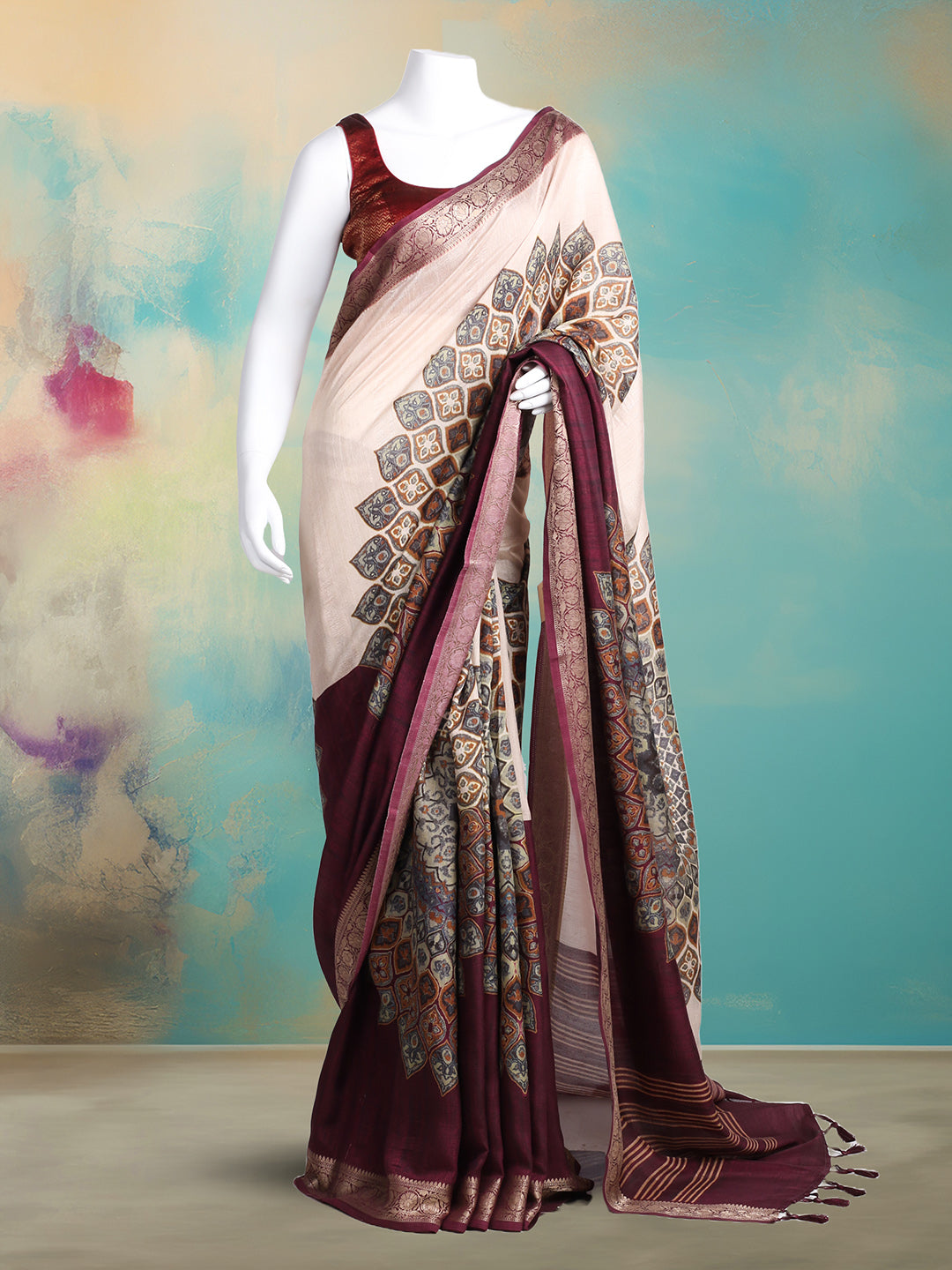 Printed Tussar Saree