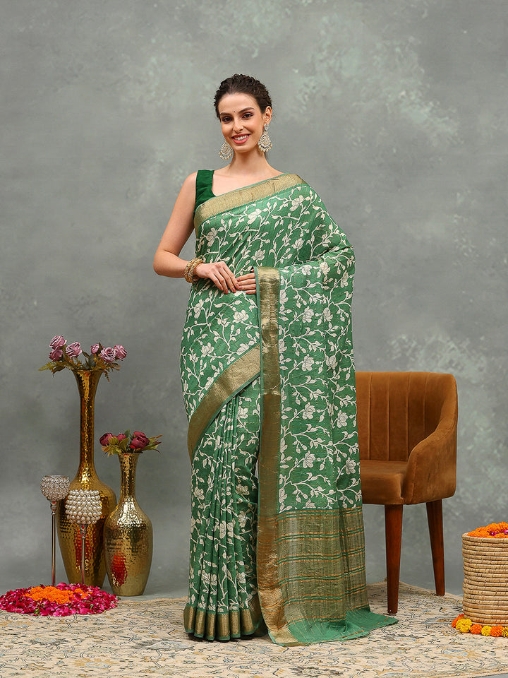 Floral Printed Art Silk Saree