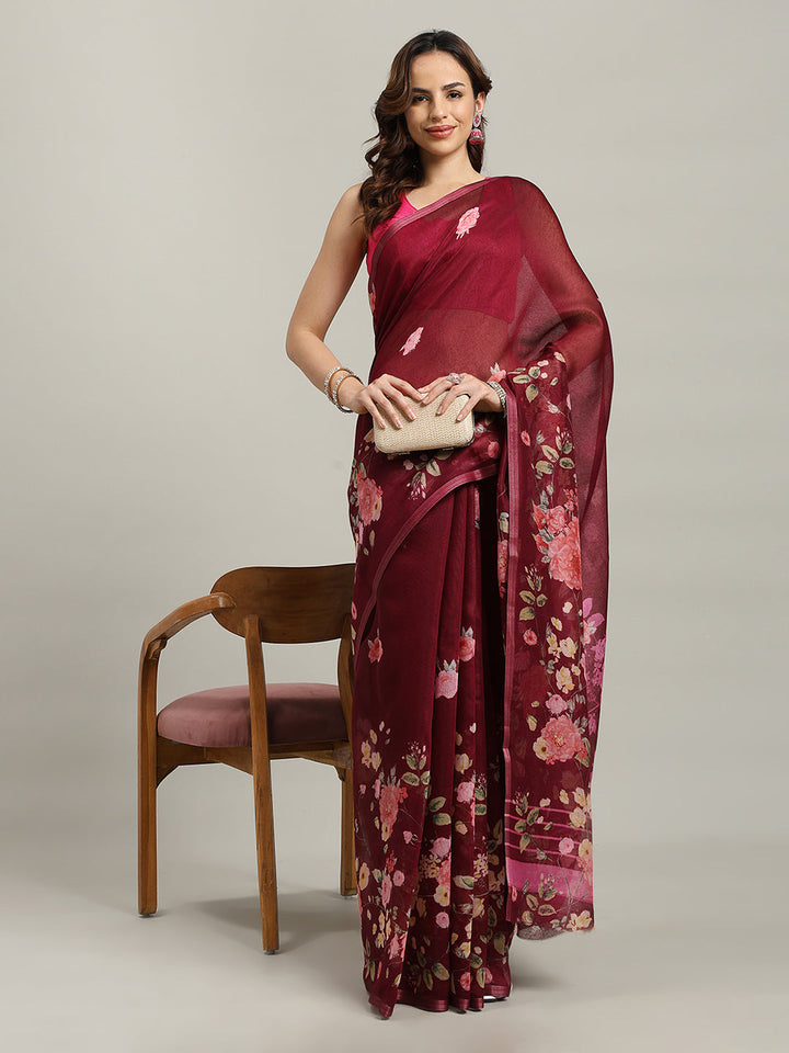 Maheshwari Printed Dola Cotton Saree