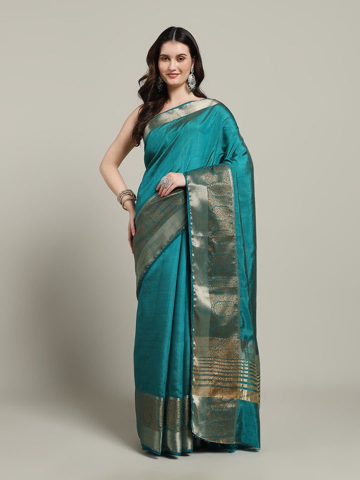 Zari Border Booti Art Silk Woven Saree