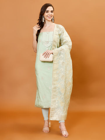 Neck Patti Chanderi Unstitched Suit Dupatta