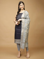 Woven Chanderi Unstitched Suit Piece With Dupatta