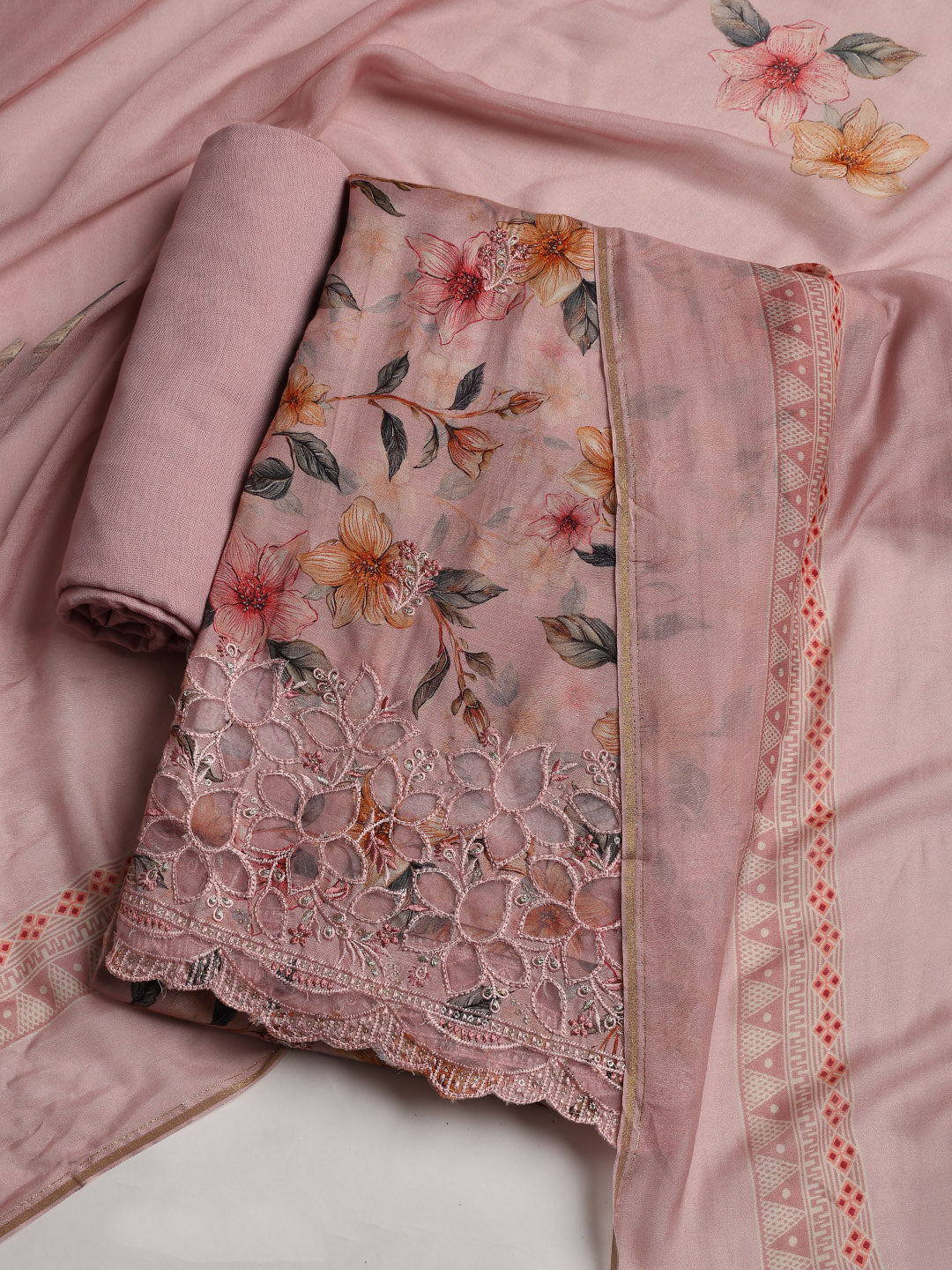 Printed Muslin Unstitched Suit With Dupatta