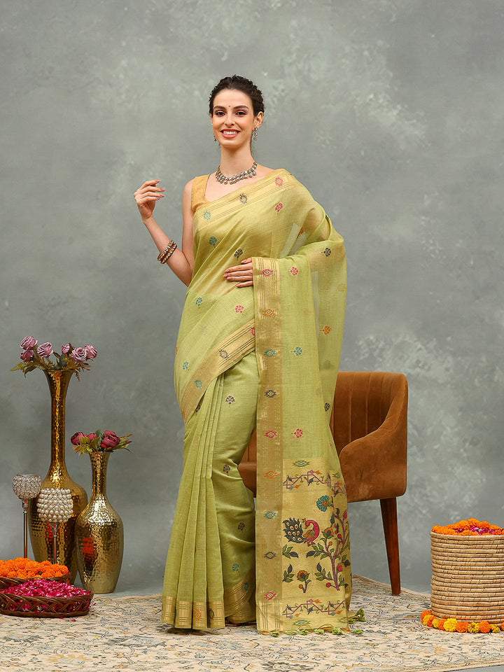 Woven Design Cotton Blend Saree