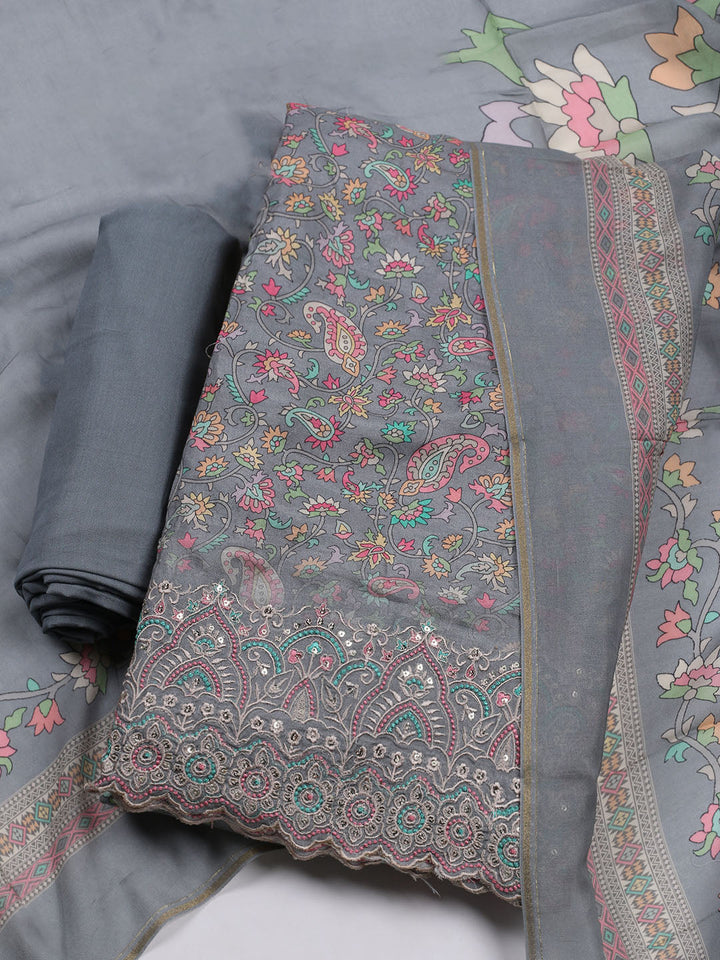 Printed Muslin Unstitched Suit With Dupatta