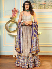 Digital Print Satin Unstitched Lehenga Choli With Dupatta