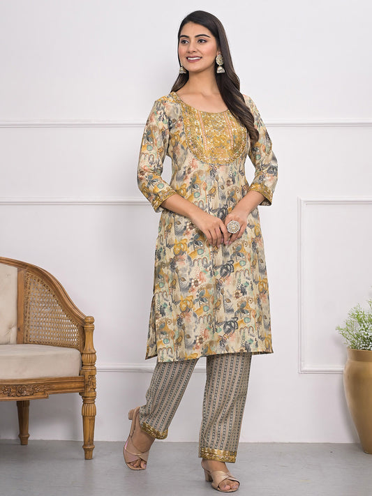 Printed Muslin Kurta With Pants