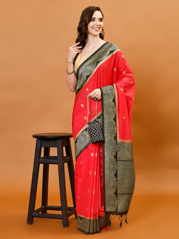 Zari Border Booti Handloom Woven Saree