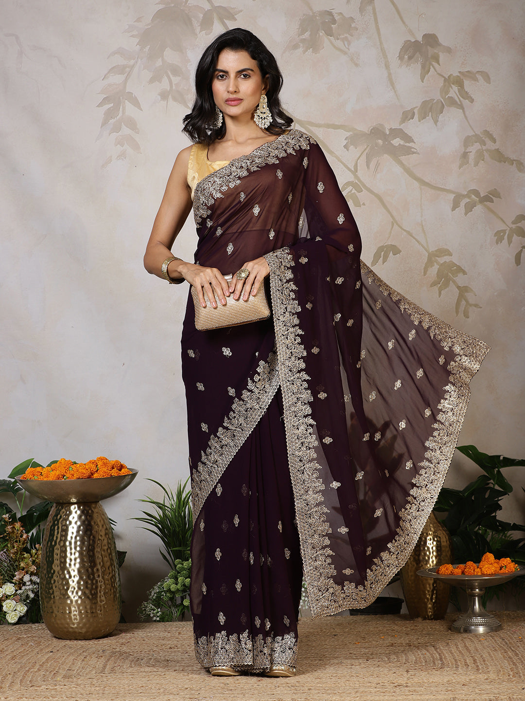 Zari Embroidered Georgette Saree