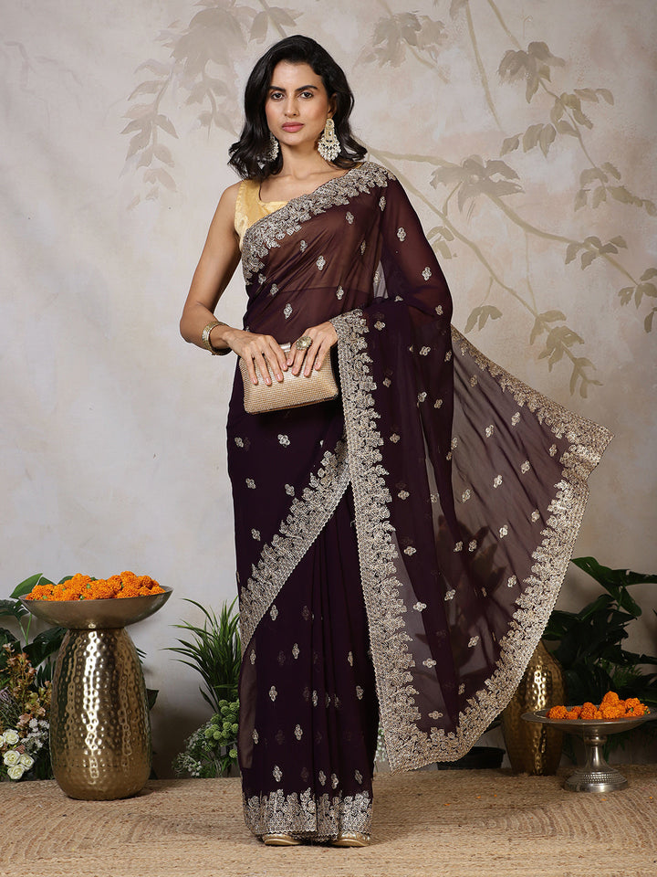 Zari Embroidered Georgette Saree