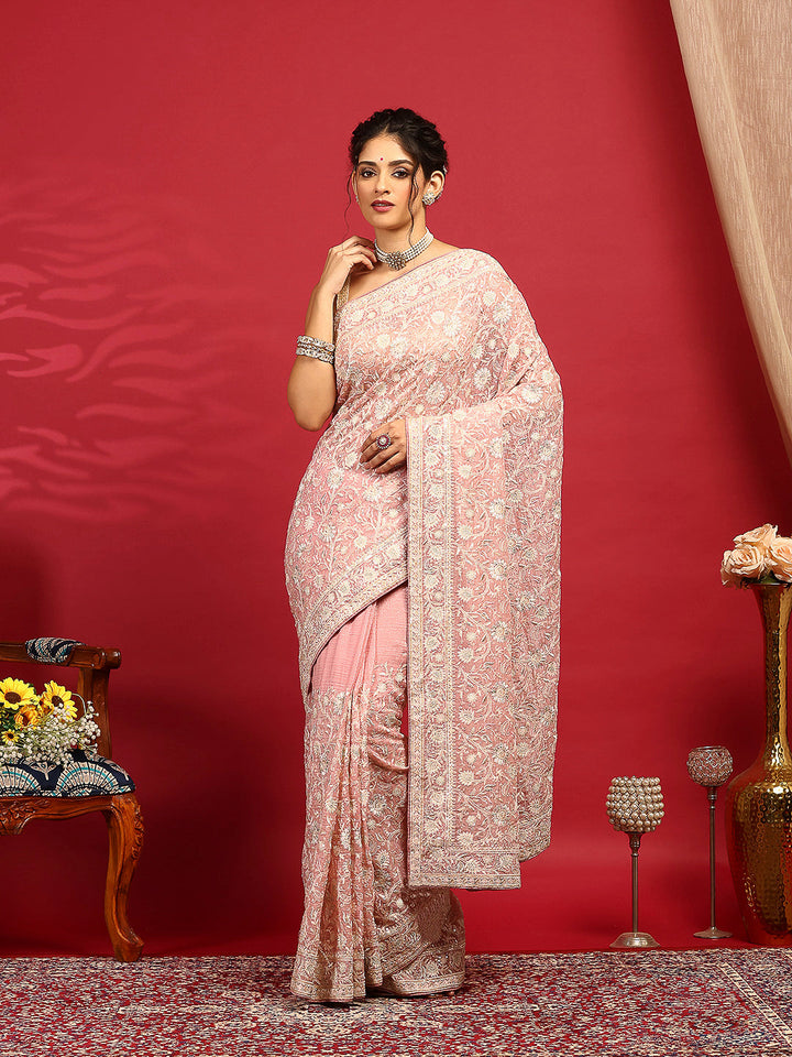 Embroidered Georgette Saree