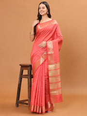 Zari Border Booti Woven Handloom Saree