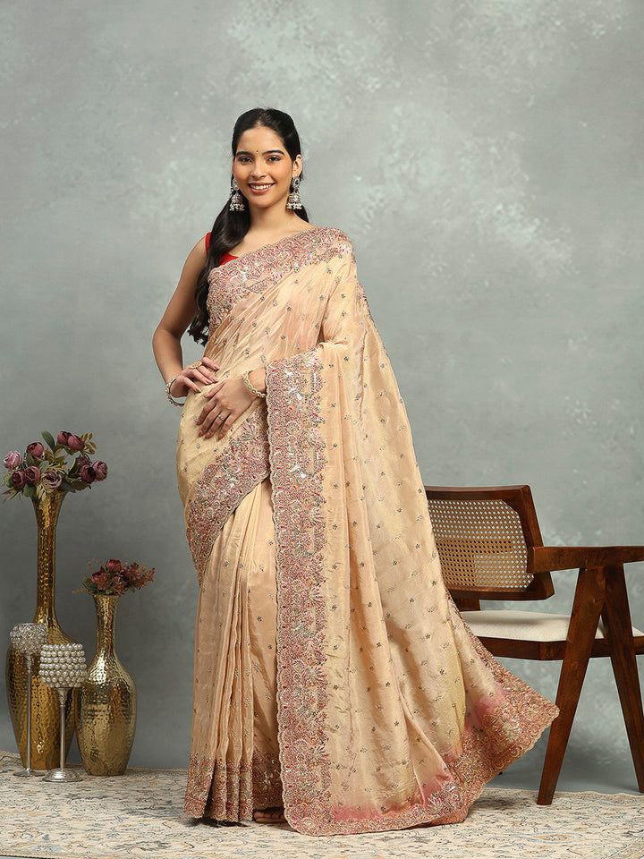 Zari Jaal &amp; Sequin Embroidered Banarasi Saree