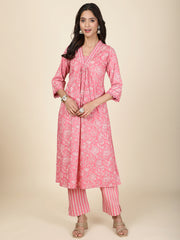 Floral Printed Cotton Kurta With Pants