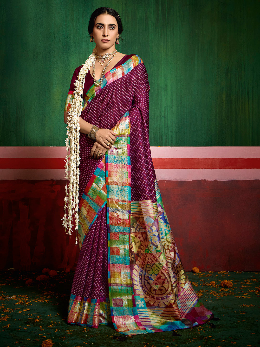 Bandhani Printed Art Silk Saree