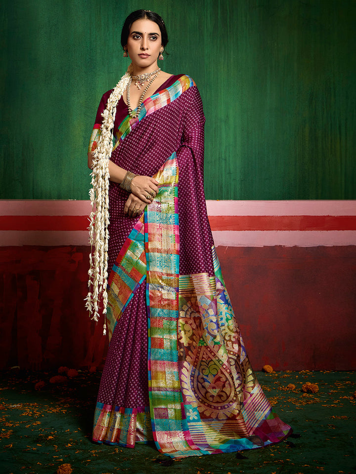 Bandhani Printed Art Silk Saree