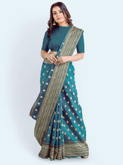 Zari Border Booti Art Silk Woven Saree