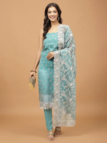 Embroidery Art Chiffon Unstitched Suit With Dupatta