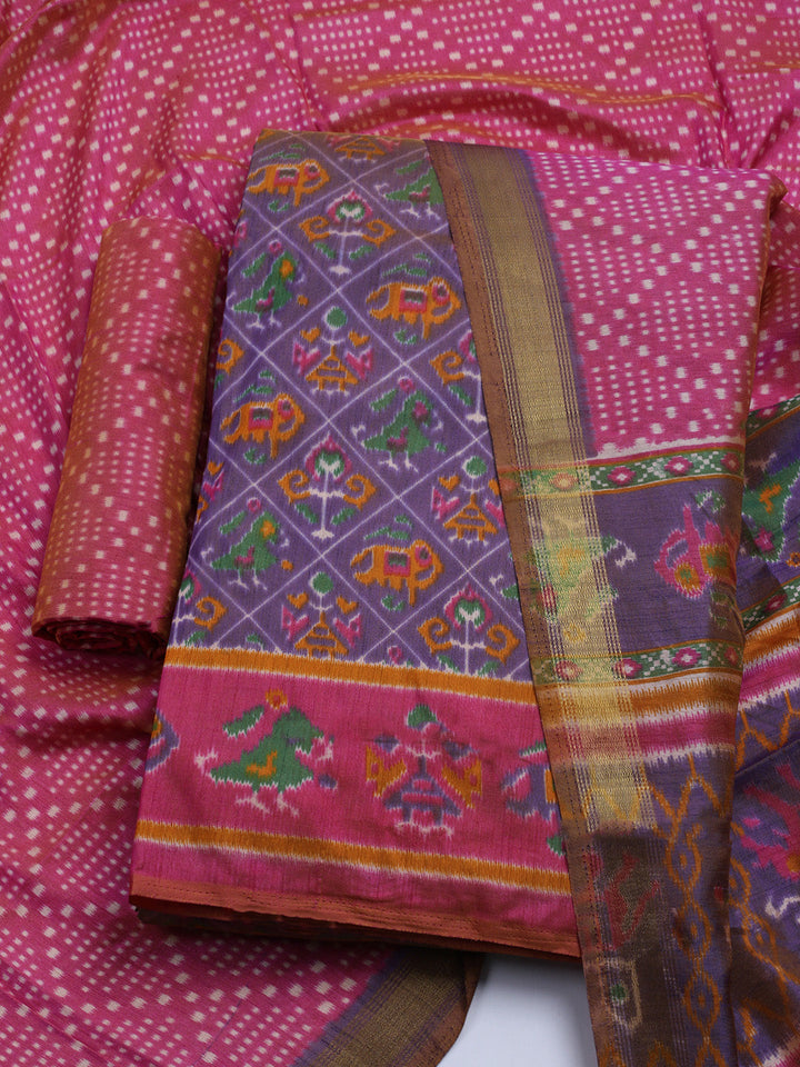 Woven Design Art Silk Unstitched Kurta With Pant &amp; Dupatta