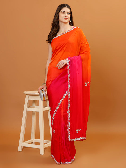 Sequence Embroidery Organza Saree