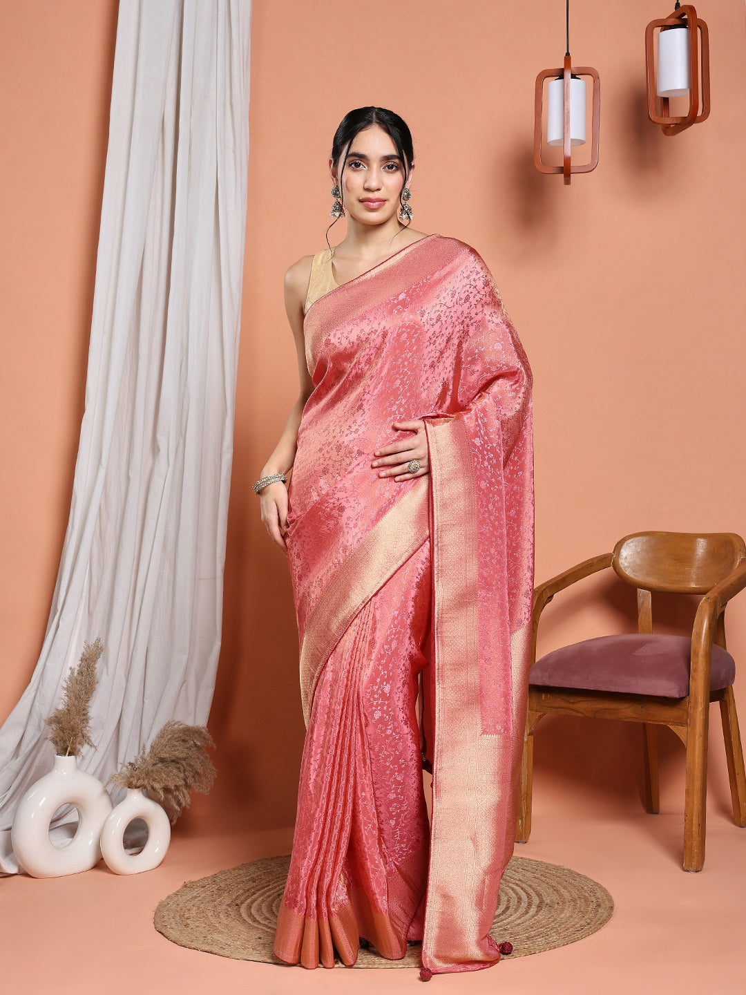 Woven Design Satin Saree