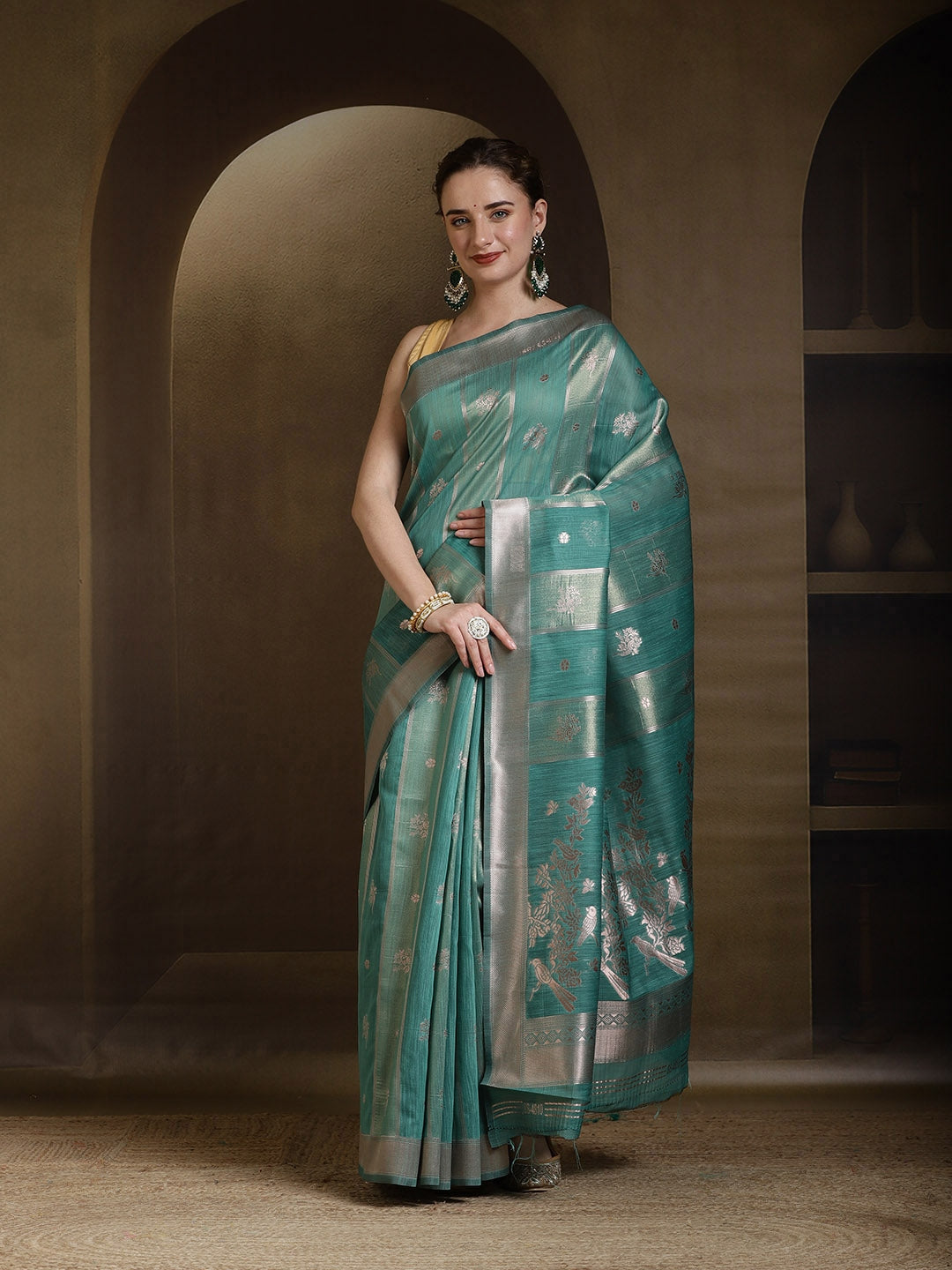 Woven Design Linen Blend Saree