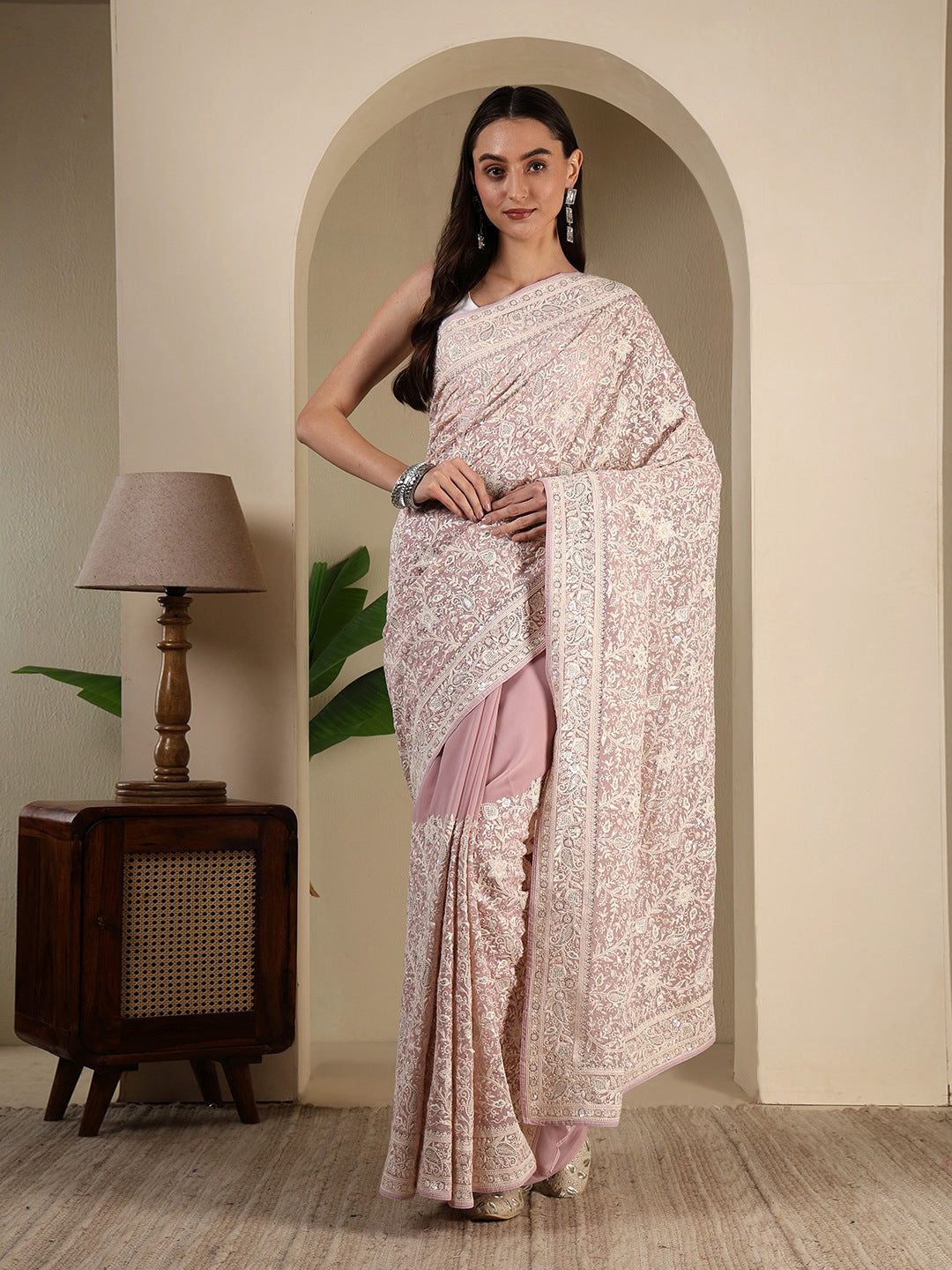 Embroidered Georgette Saree
