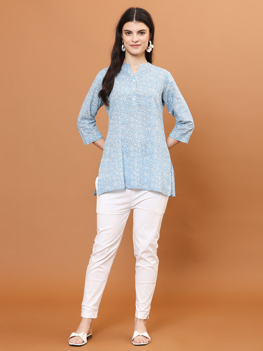 Printed Cotton Blend Short Kurti