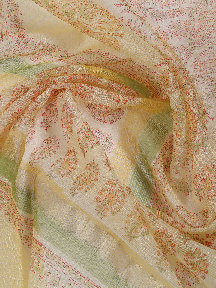 Neck Work Cotton Blend Unstitched Suit With Dupatta