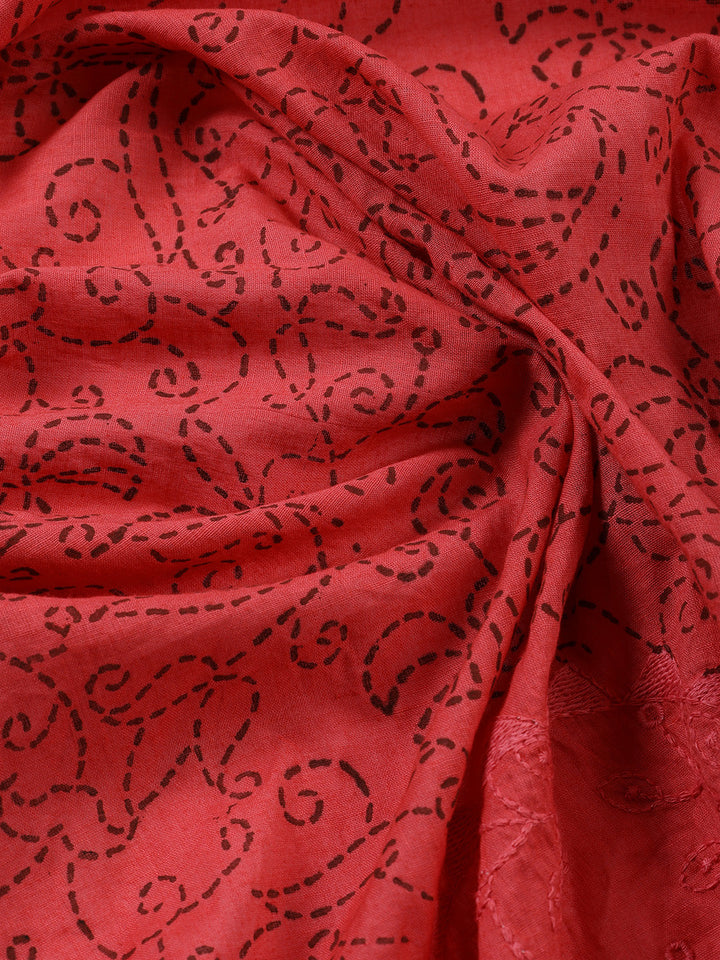 Printed Cotton Blend Unstitched Suit With Dupatta