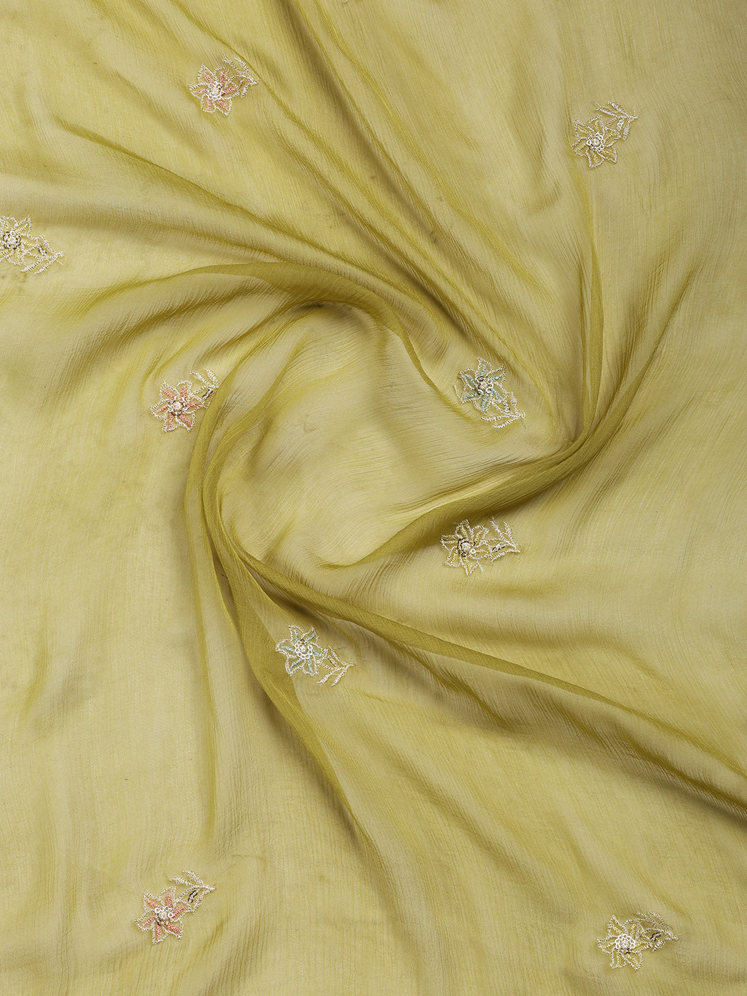 Embroidered Chanderi Unstitched Suit Piece With Dupatta