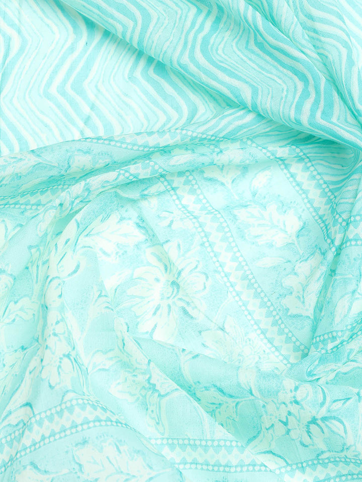 Cotton Blend Unstitched Suit Piece With Dupatta