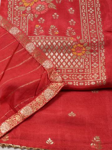 Woven Chanderi Unstitched Suit With Dupatta