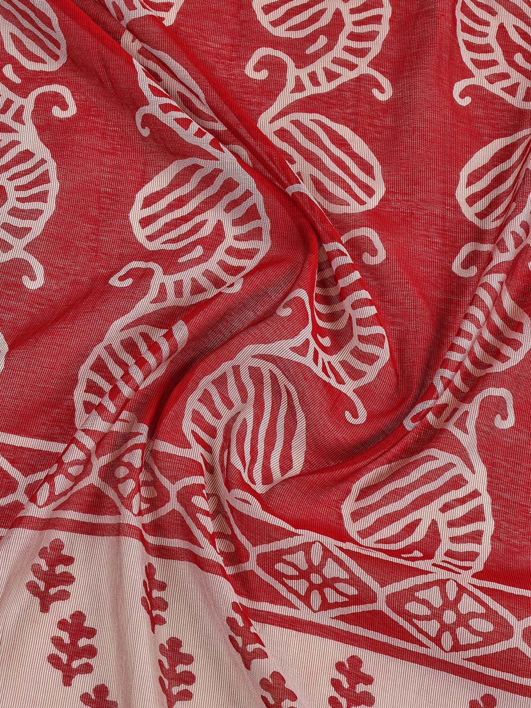 Printed Cotton Blend Unstitched Suit With Dupatta