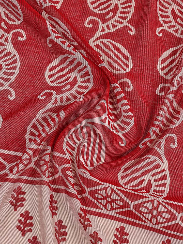 Printed Cotton Blend Unstitched Suit With Dupatta