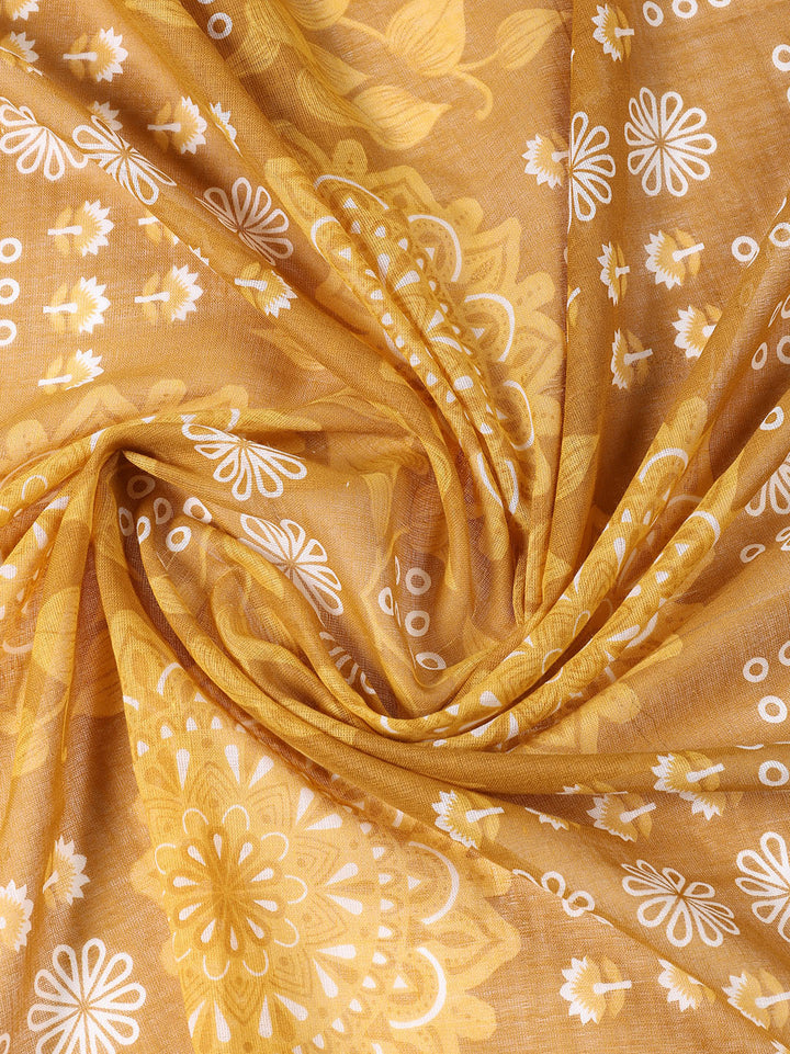 Printed Cotton Blend Unstitched Suit With Dupatta
