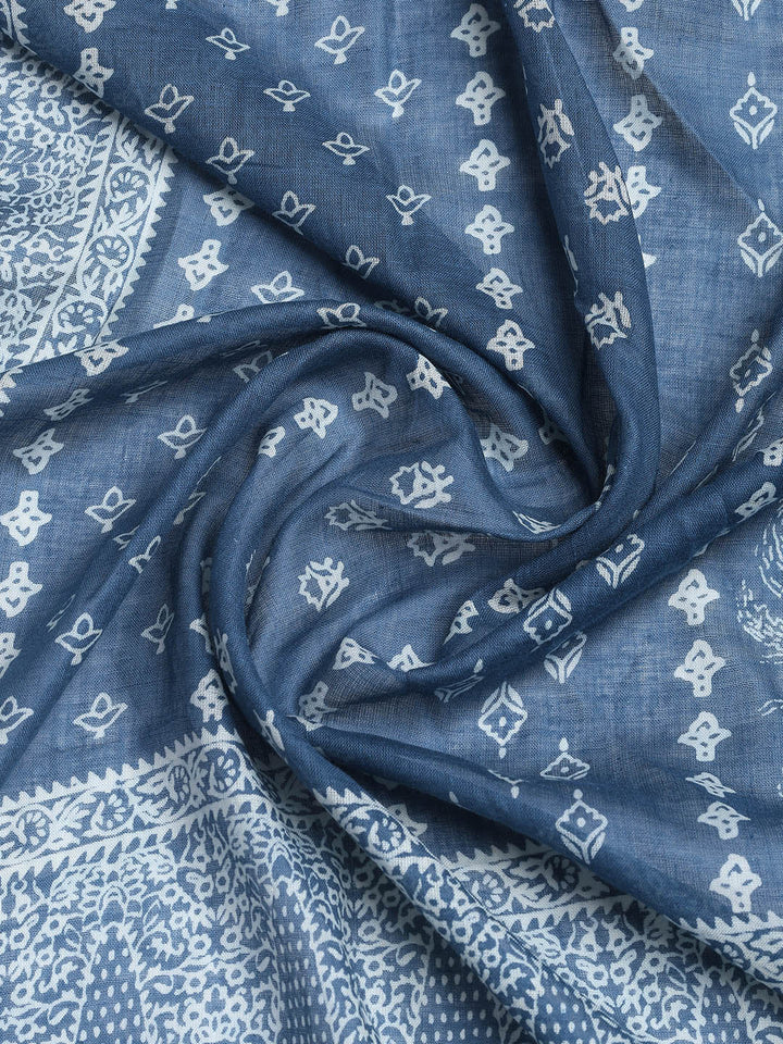 Printed Cotton Blend Unstitched Suit With Dupatta