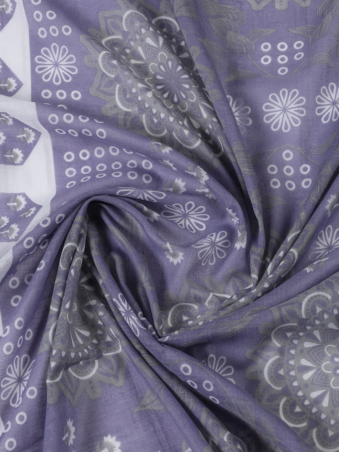 Neck Patti Cotton Blend Unstitched Suit With Dupatta