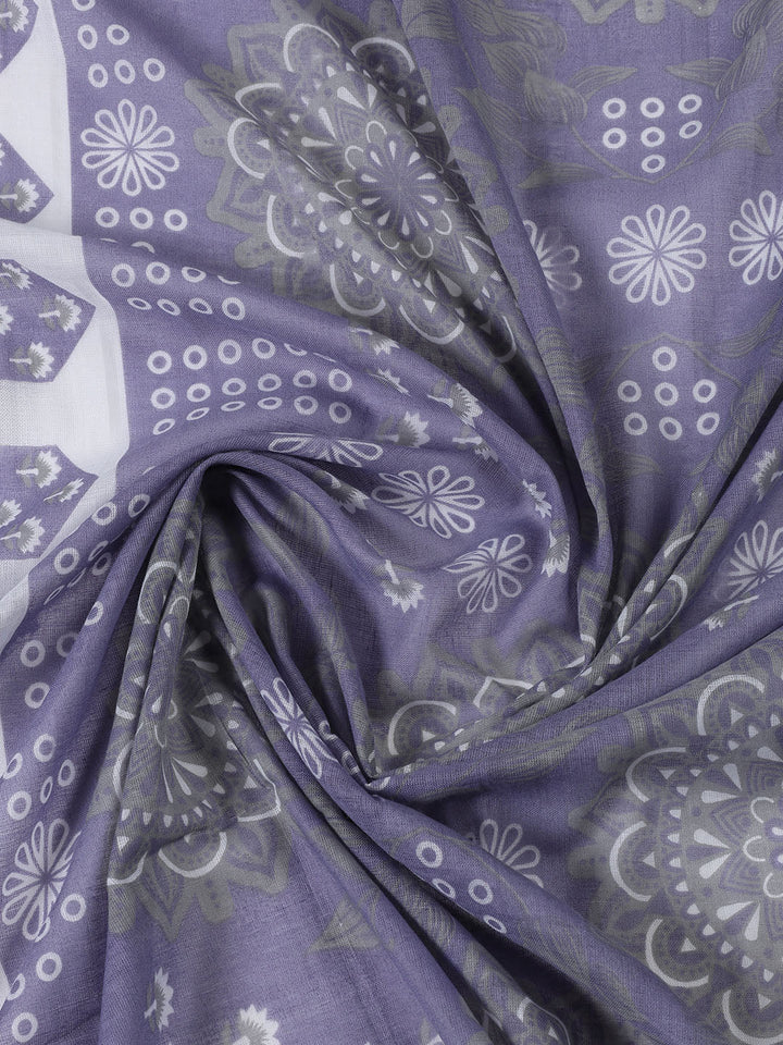 Neck Patti Cotton Blend Unstitched Suit With Dupatta