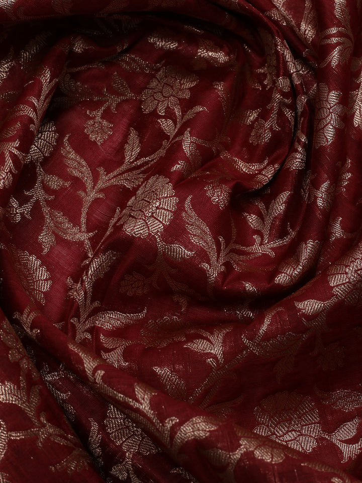 Woven Banarasi Chanderi Unstitched Suit With Dupatta