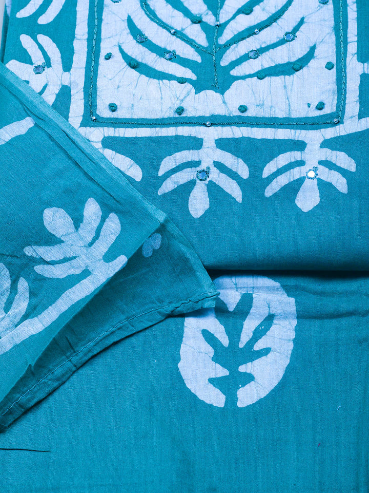 Printed Cotton Blend Unstitched Suit With Dupatta